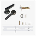 Black alloy smart lock with fingerprint sensor and keypad on a door handle for keyless home security