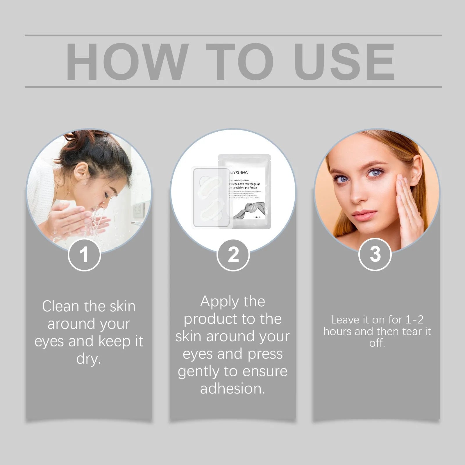 Micro needle eye mask patch single pair with hyaluronic acid and Centella asiatica extract for dark circles
