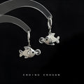 Bubble fish design earrings in electroplated copper with animal modelling and goldfish elements