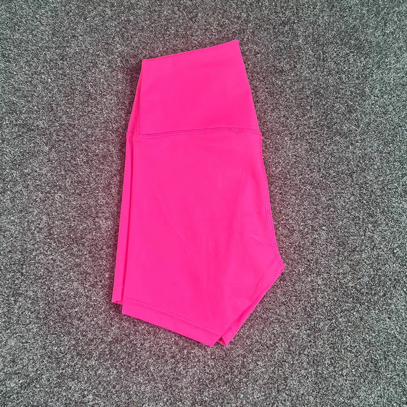 Women's high-waist yoga shorts in quick-dry nylon fabric for running and cycling