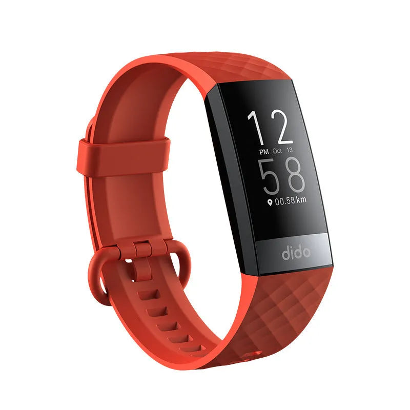 Black smart health bracelet with ECG, blood pressure and blood oxygen monitoring on wrist