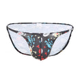 Men's Halloween skull print low waist briefs with 3D effect in black, pink, gray, blue