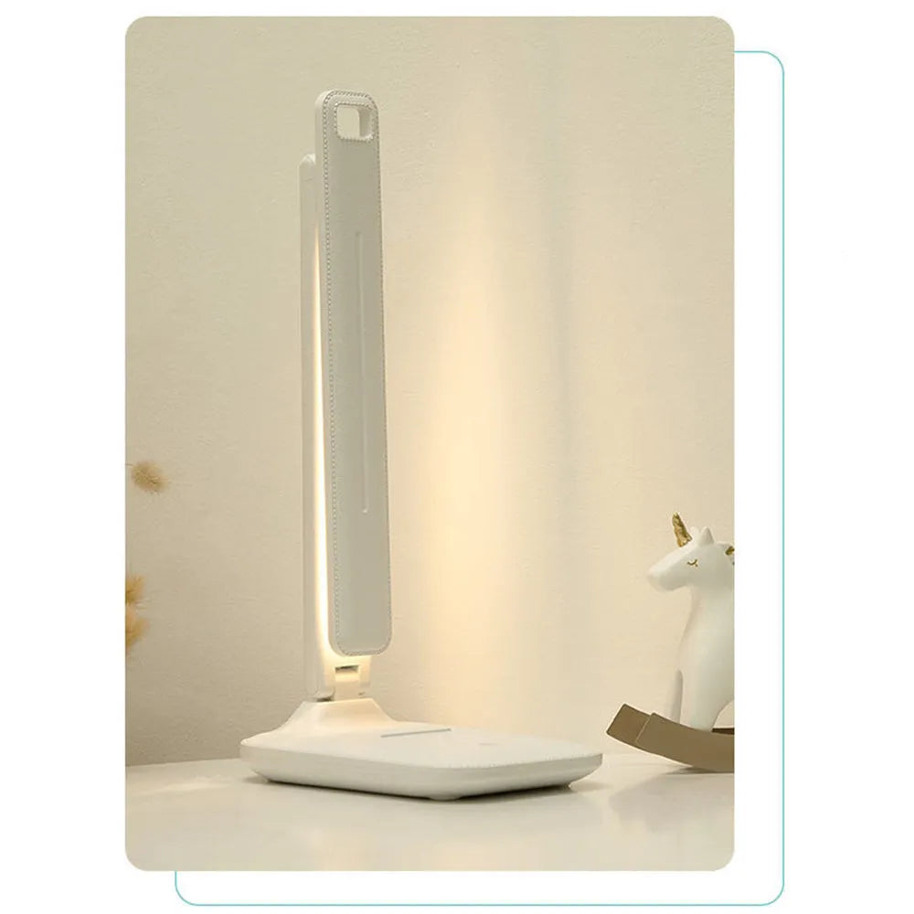 White plastic touch dimming bedside lamp for children's bedrooms with USB charging port