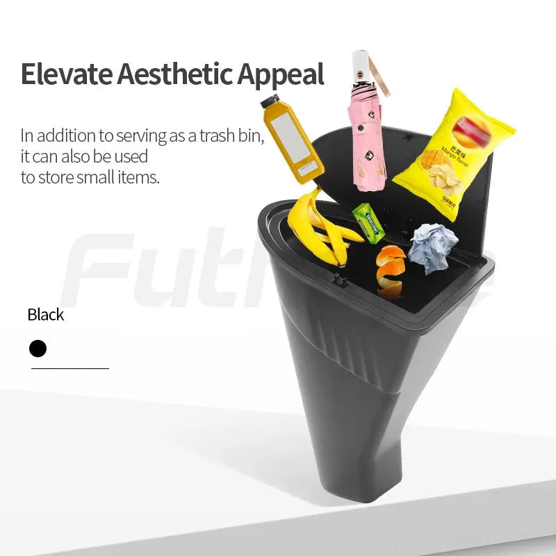 Black car door trash cans for Tesla Model Y front doors with waterproof ABS plastic construction