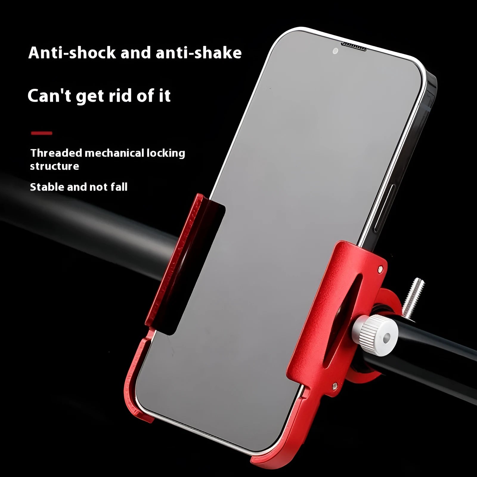 Bicycle aluminium alloy mobile phone holder for motorcycle navigation, black colour, mounted on handlebars