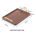 Brown-handle bamboo square serving tray on a table