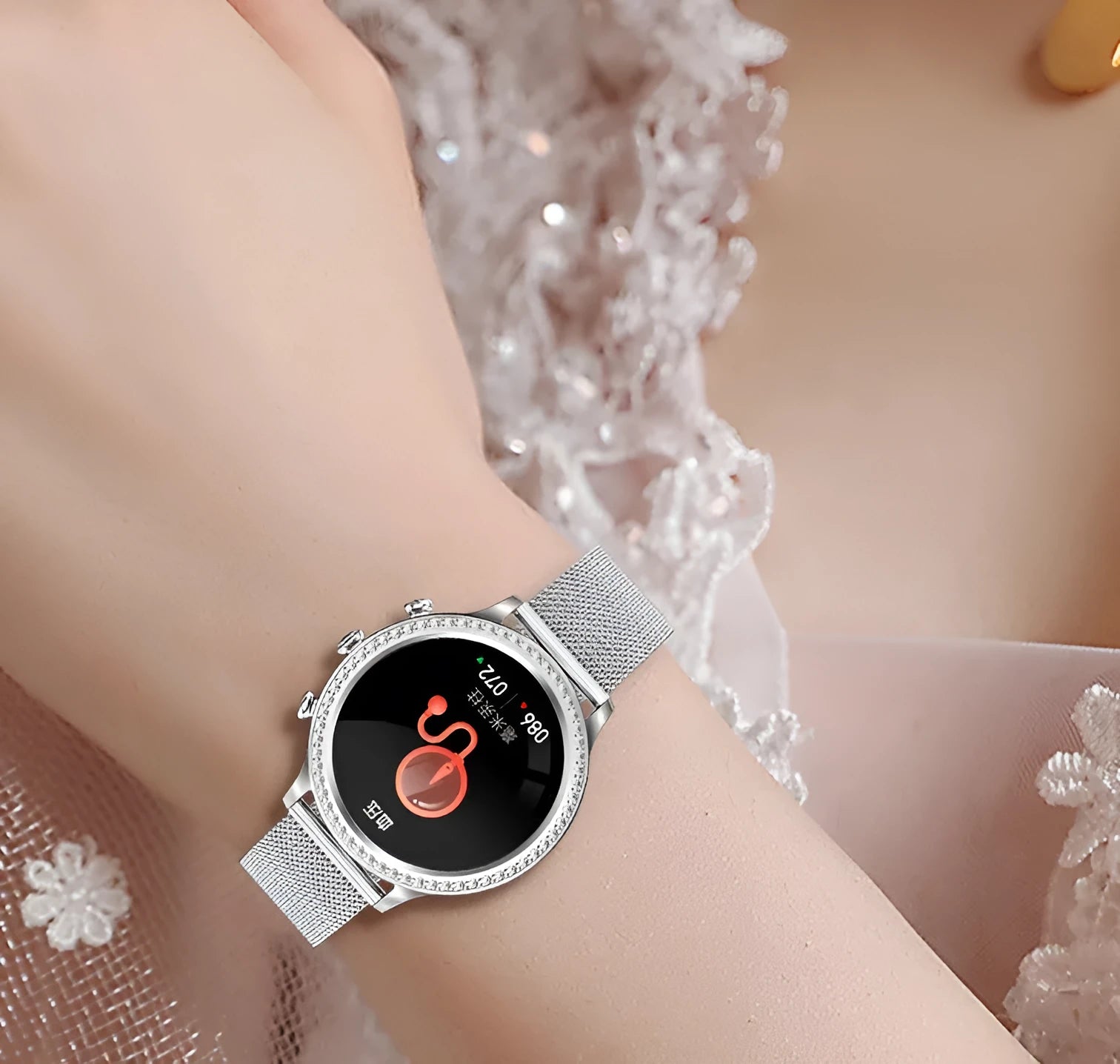 Women's smart silicone watch with Bluetooth call, aluminum alloy case, 41-43mm diameter, gold shell finish