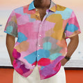 Hawaiian style stand collar short sleeve cardigan with 3D printing in loose fit
