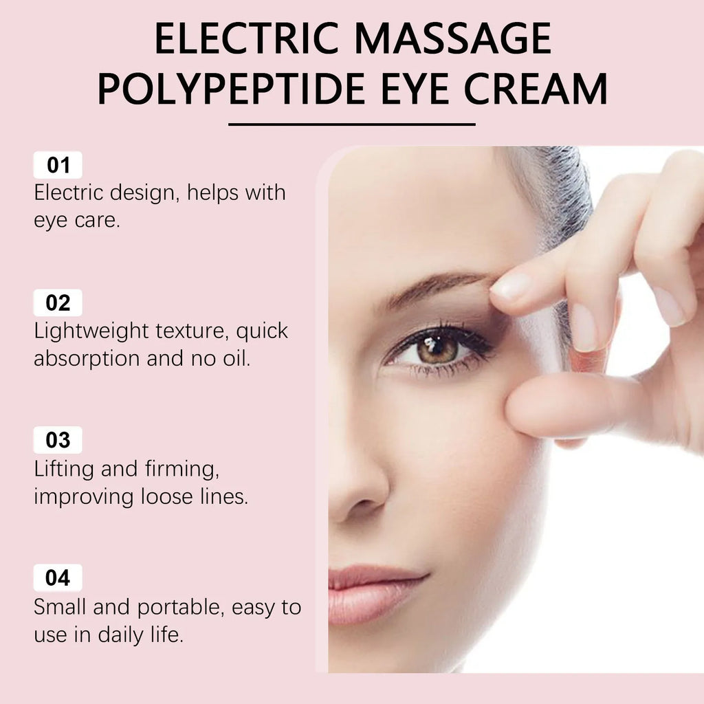 Electric firming eye cream 50g jar with massage stick, acetyl hexapeptide-8 and collagen formula