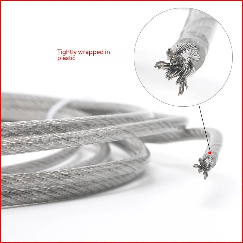 304 stainless steel security cable showing double twist construction and multiple diameter options
