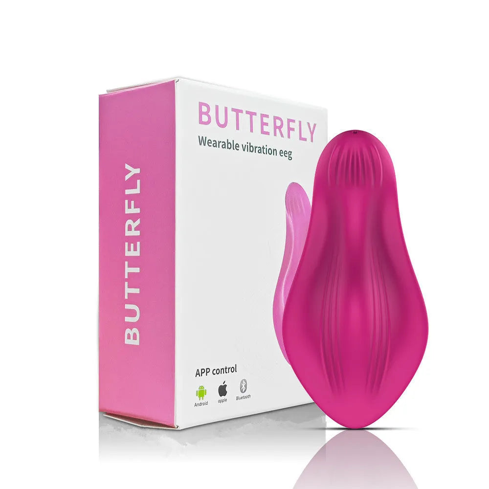 Rose red APP remote control female massager with cute butterfly design and USB charging