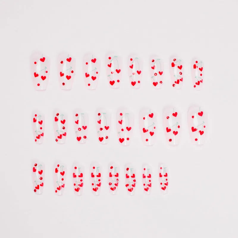 French Love Red Diamond Small Cherry nail art stickers JP1601 colour, 24 sheets with adhesive glue