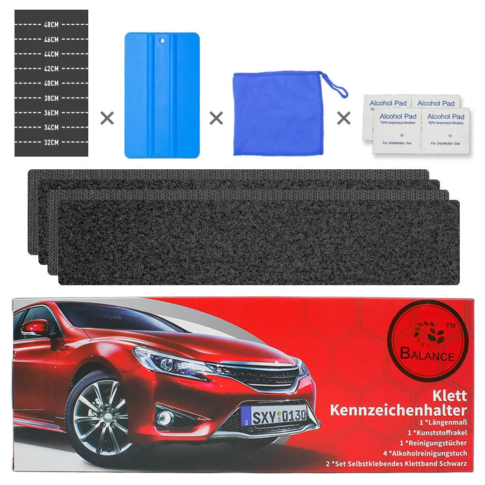 Double-sided self-adhesive licence plate fixing tape measuring 100x500mm with Velcro