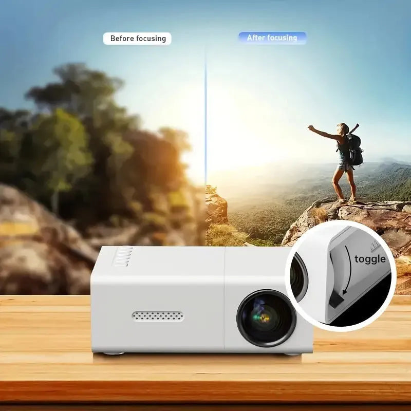M100 mini home projector in white or black colour with remote control and cables