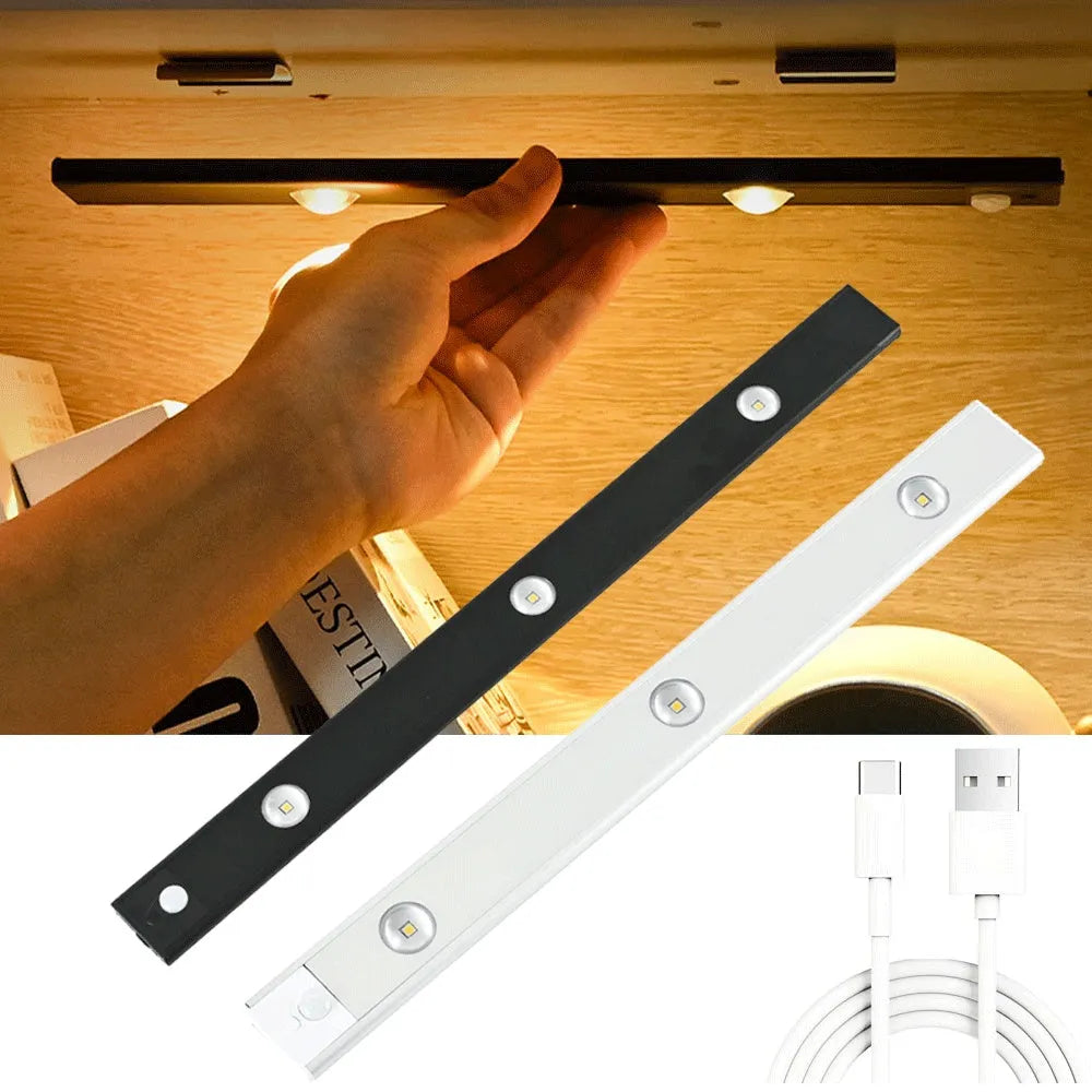 Black USB LED night light motion sensor aluminium strip for cabinet