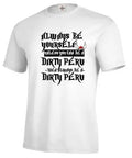 Men's white solid colour short sleeve casual pullover top on a hanger.