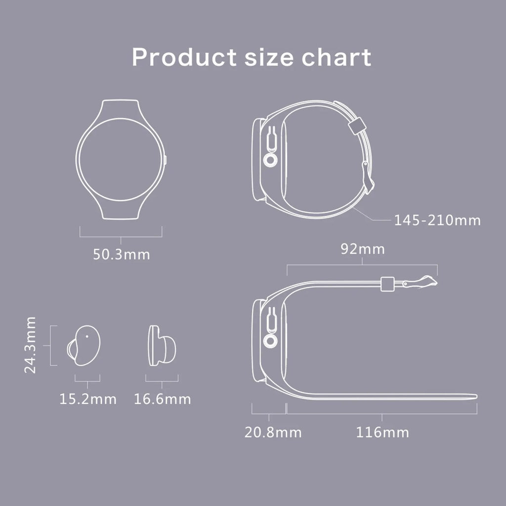 Black smart bracelet with detachable TWS Bluetooth earphones showing colour screen displaying heart rate and step count