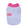 Blue and purple polyester dog vest with traction rope ring for small breed summer wear