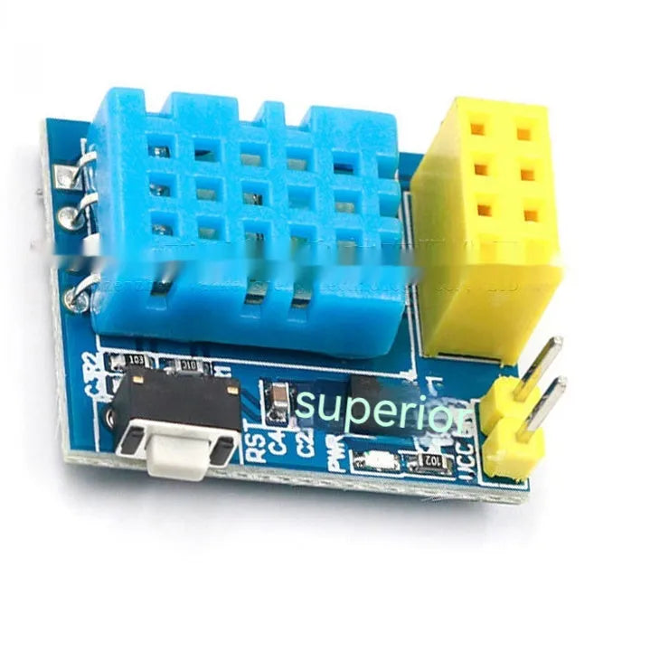 Temperature and humidity WiFi node module with DHT11 sensor on compact PCB, 25mm by 21mm size