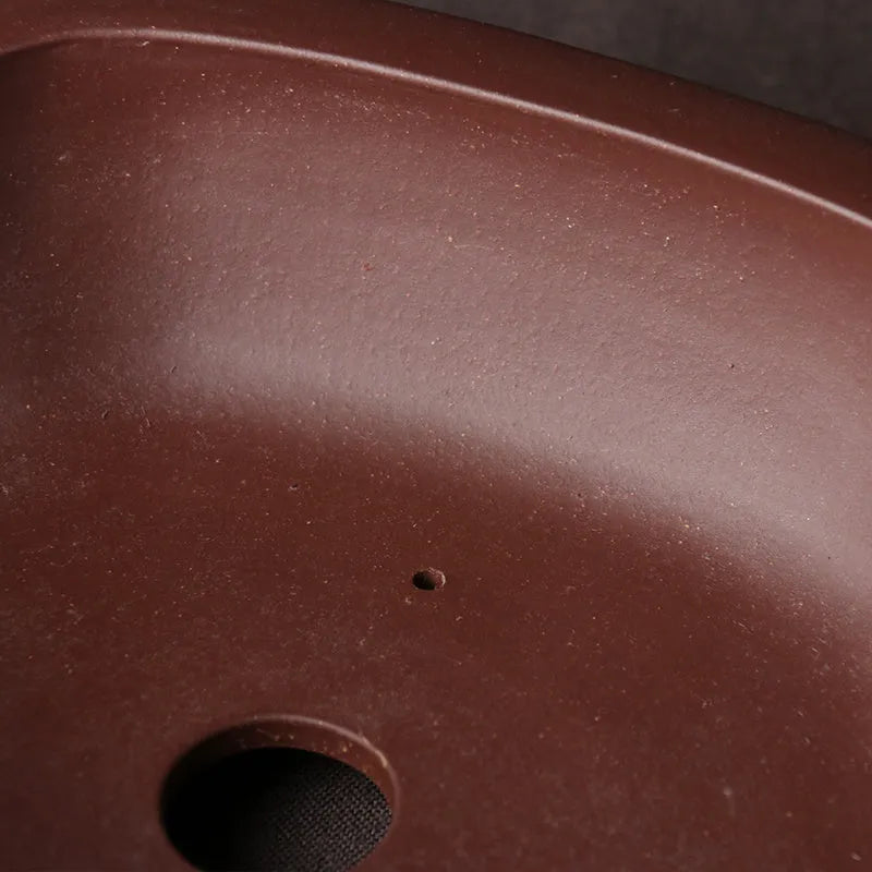 Handmade purple clay bonsai basin with classical Chinese style measuring 25x20x7cm