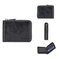 Solid colour PU anti-theft zipper wallet with embossed pattern in black