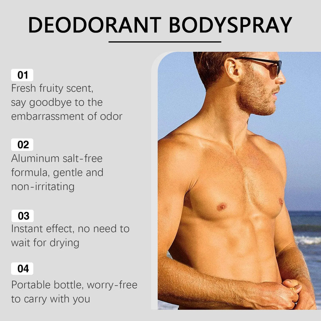 Men's fruit fragrance care spray 100ml summer refreshing body mist bottle with mango citrus scent