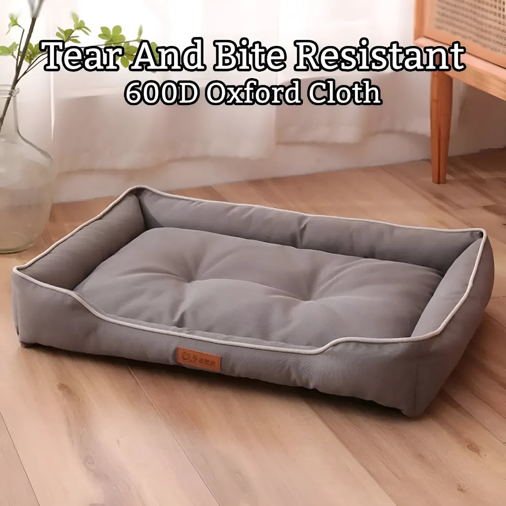 Gray dog sofa bed with 600D waterproof Oxford cloth and quick-rebound cushion in L size for medium dogs