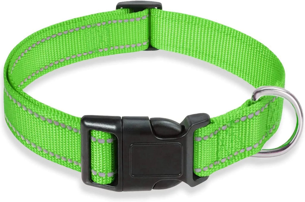 Adjustable nylon dog chest strap collar in black, blue, red, green, orange, purple, and lake blue