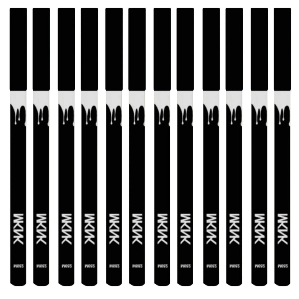 12 white and black waterproof eyeliner pencils with retractable design and sharpener for multi-use makeup