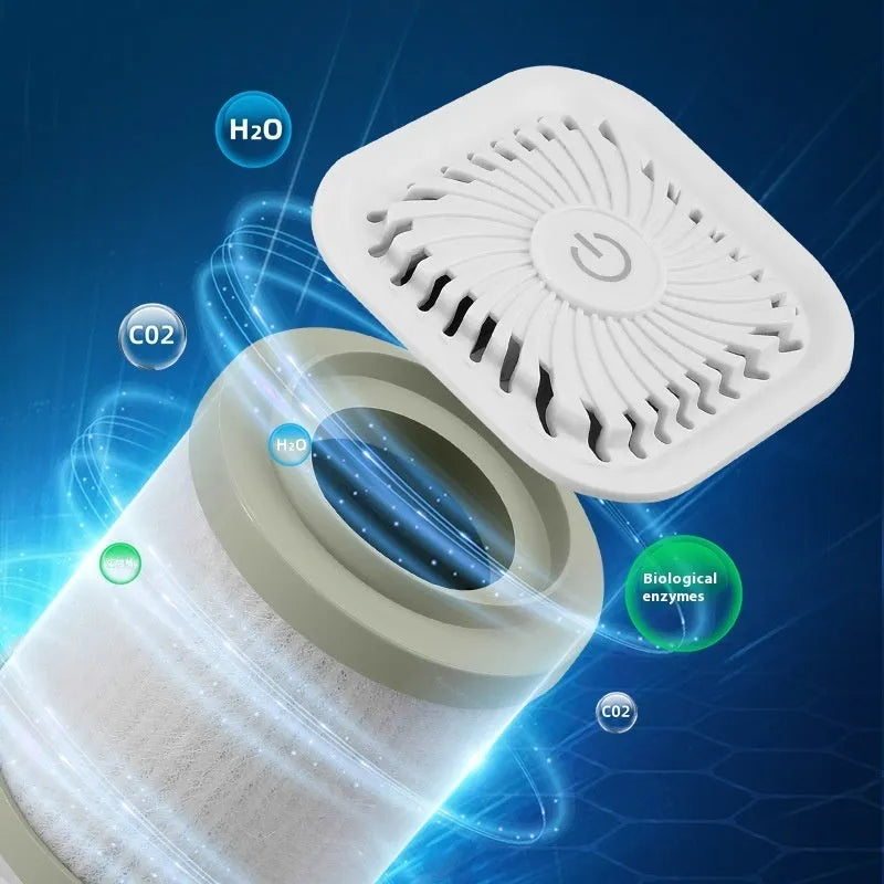 Mini car air purifier in black and white options with USB cable and filter element