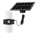 Black solar floodlight with three lighting modes, IP65 outdoor sensor light, 8W, measuring 21.2cm by 18.4cm by 13.8cm