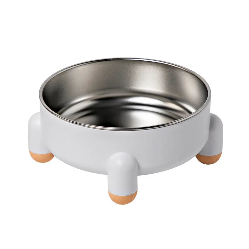 Green stainless steel pet bowl with a high foot and non-slip silicone base ring