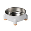 Green stainless steel pet bowl with a high foot and non-slip silicone base ring