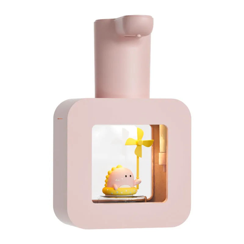Yellow automatic sensor foam soap dispenser with cartoon design for children's bathroom