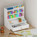 Square plastic student pen holder storage box with oblique insertion compartments for stationery organisation