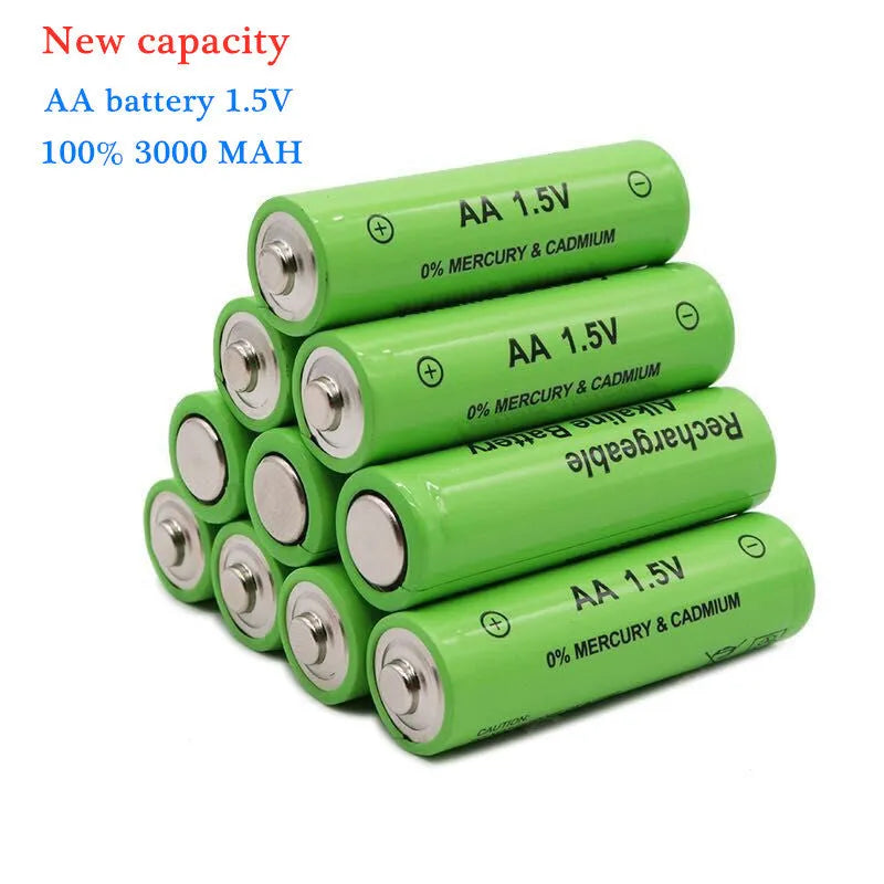 Rechargeable AA alkaline battery with 3000mAh capacity and 1.5V voltage