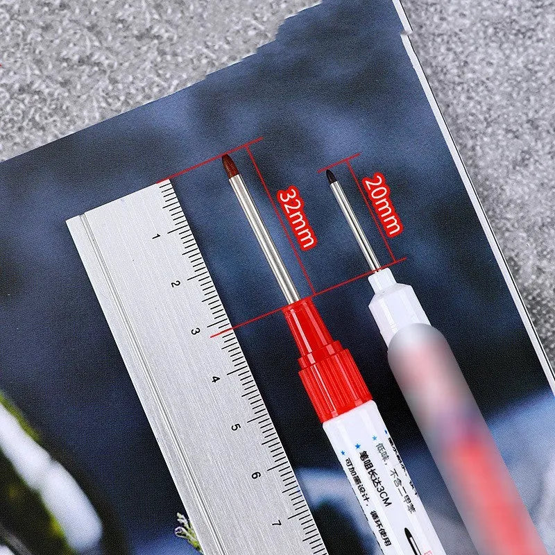 Long-head Quick-drying Waterproof Woodworking Oil Marker Pen with Fine Tip for Timber Marking and Industrial Use in Black Red Blue Green 15.2cm