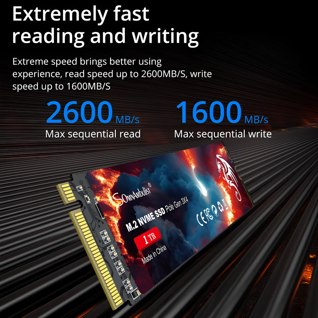 M.2 solid state drive for desktop computers with PCIe 3.0 interface and 80mm by 22mm dimensions