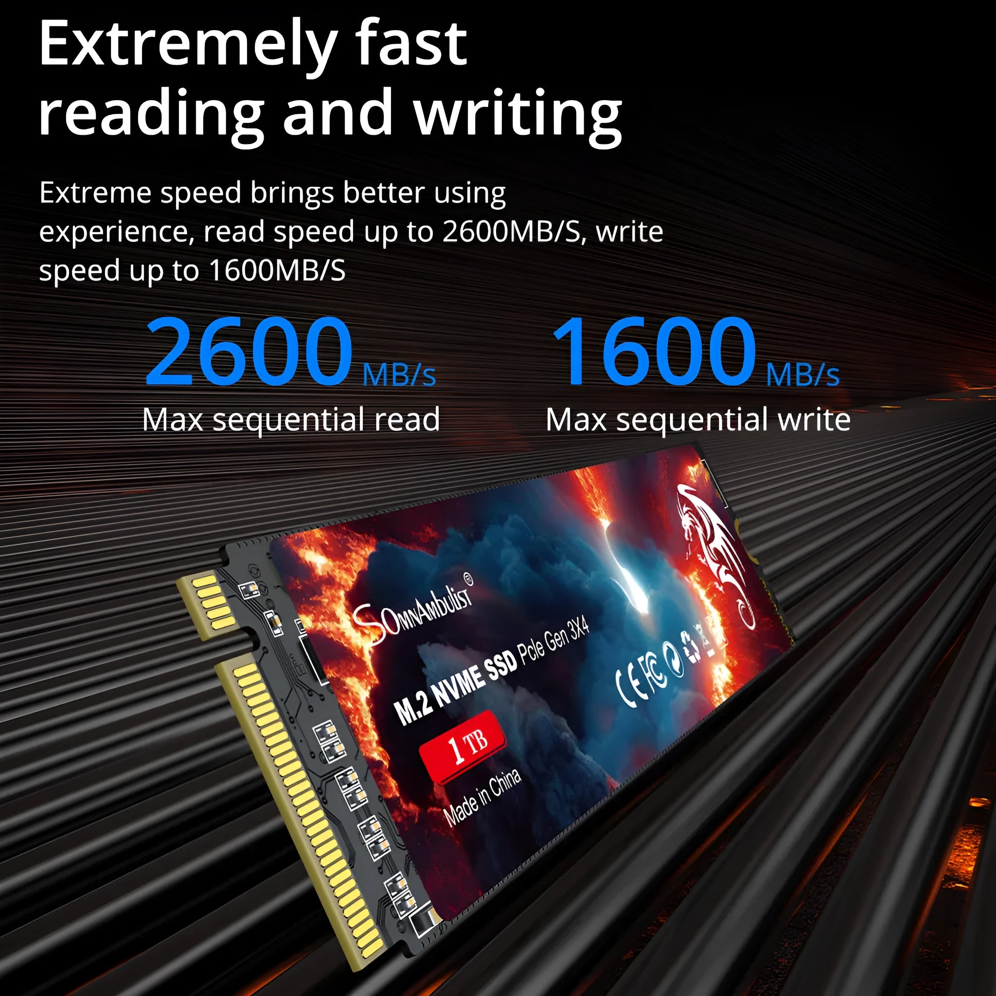 M.2 solid state drive for desktop computers with PCIe 3.0 interface and 80mm by 22mm dimensions