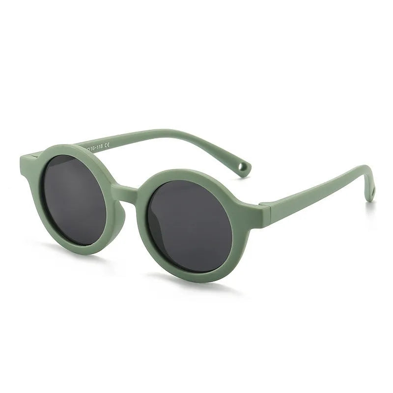 Children's silicone sunglasses for 0-3 years with round frame and UV400 polarised lenses