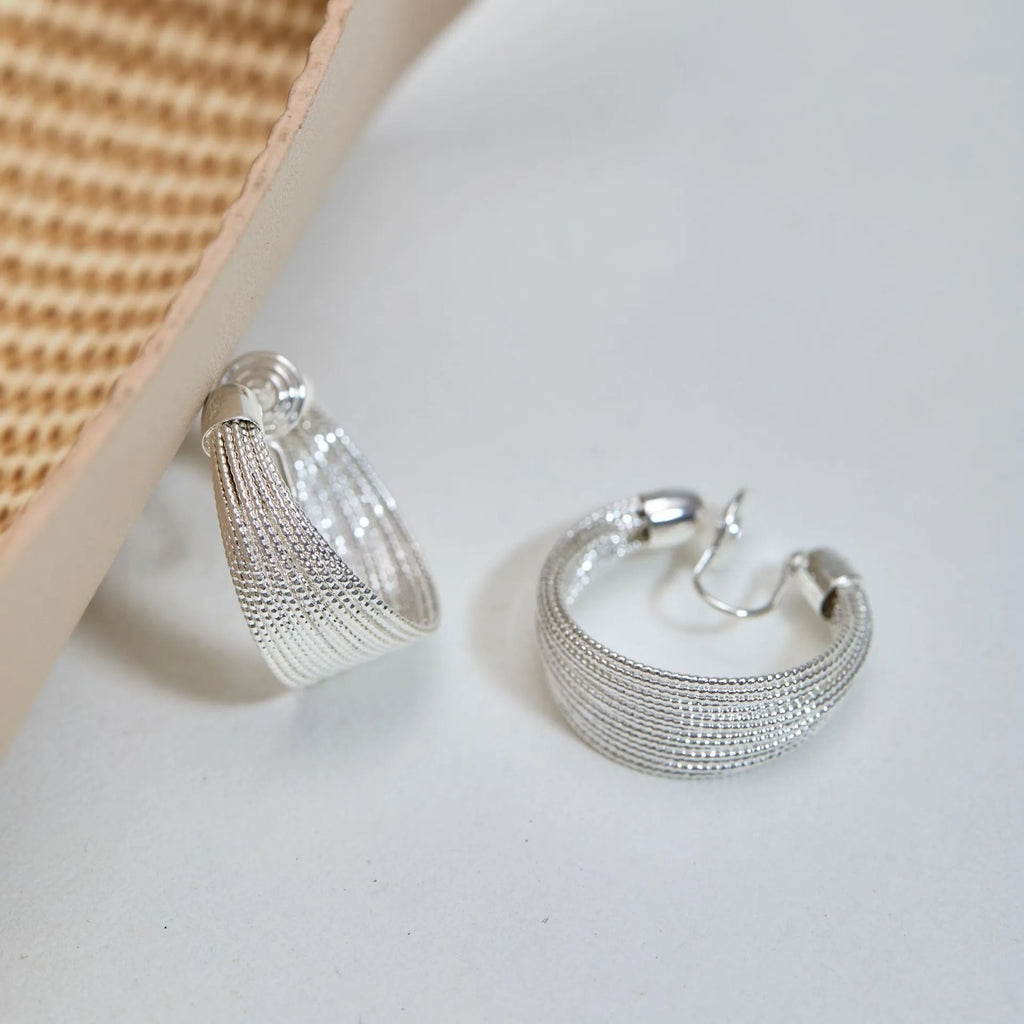 Geometric multi-layer bracelet earrings for women in silver or gold electroplated finishes