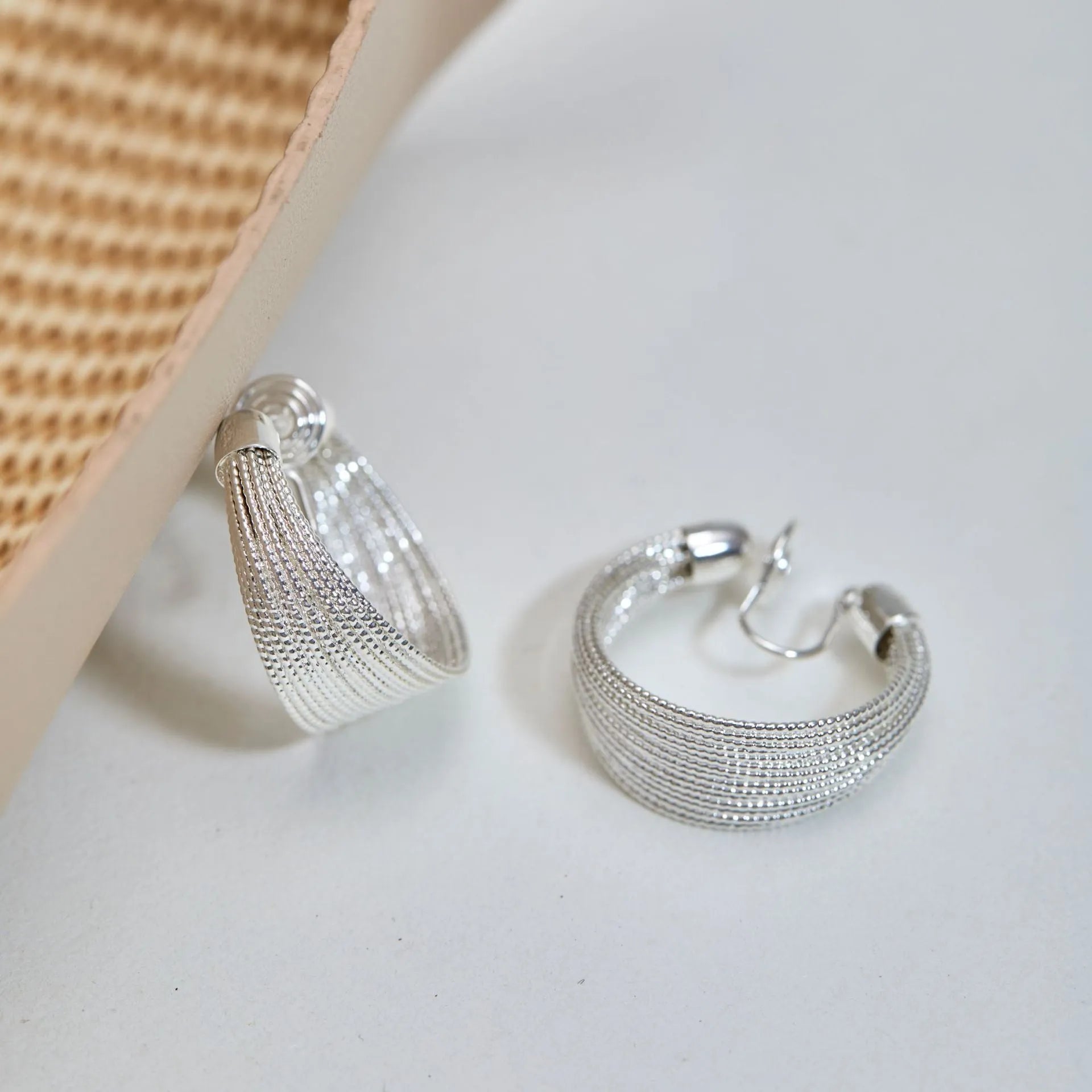 Geometric multi-layer bracelet earrings for women in silver or gold electroplated finishes