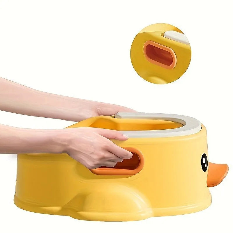Blue PVC duck-shaped bathtub for washing small dogs and cats on a white background