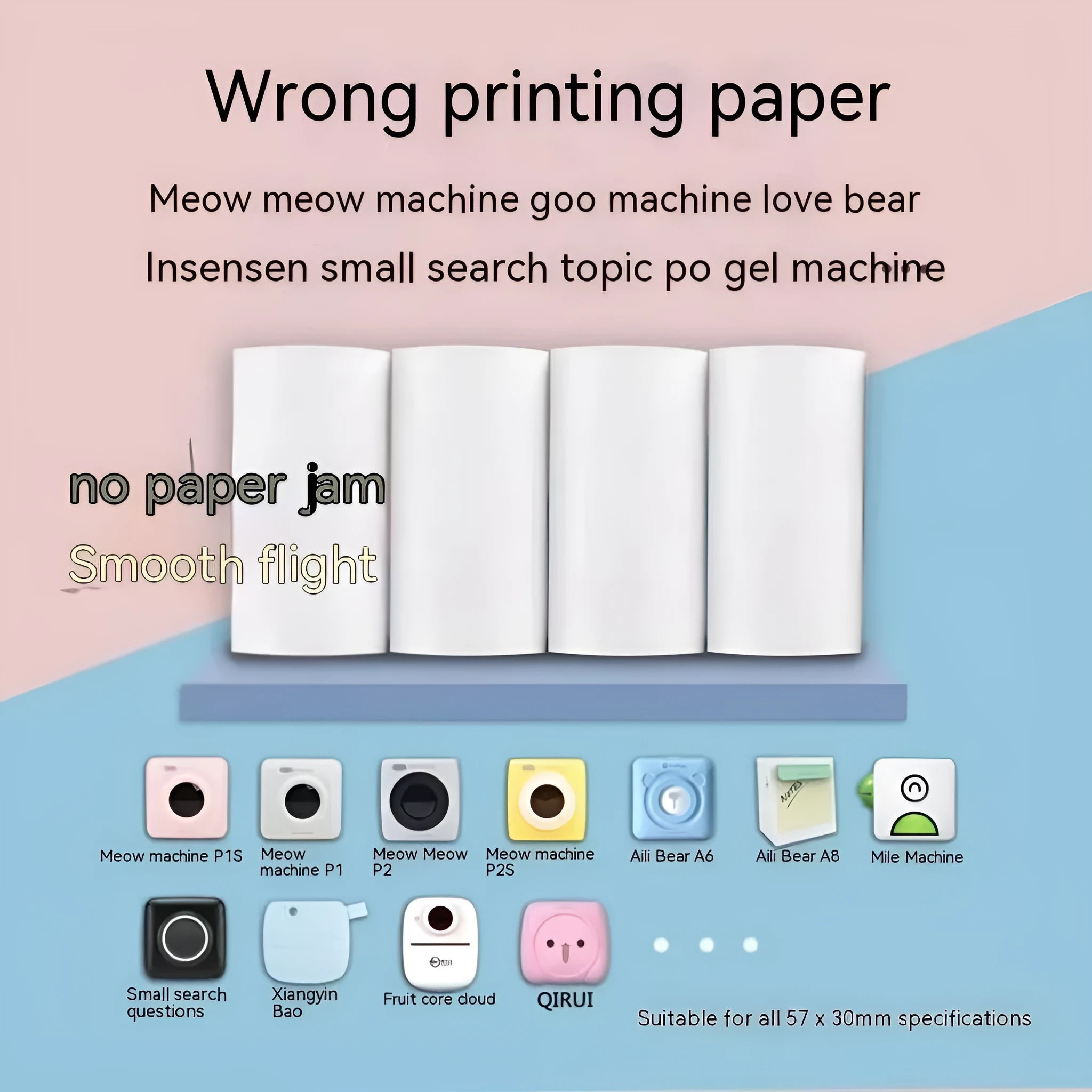 Box of three rolls of 57x30mm thermal paper for student organisers and cash registers