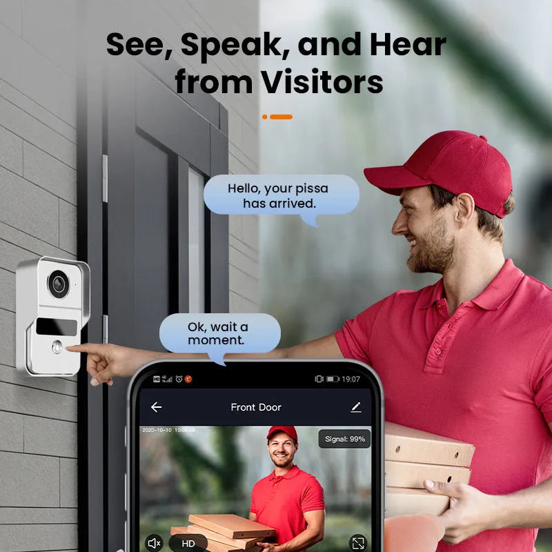 10-inch video intercom doorbell system with 1080P HD camera and indoor display unit