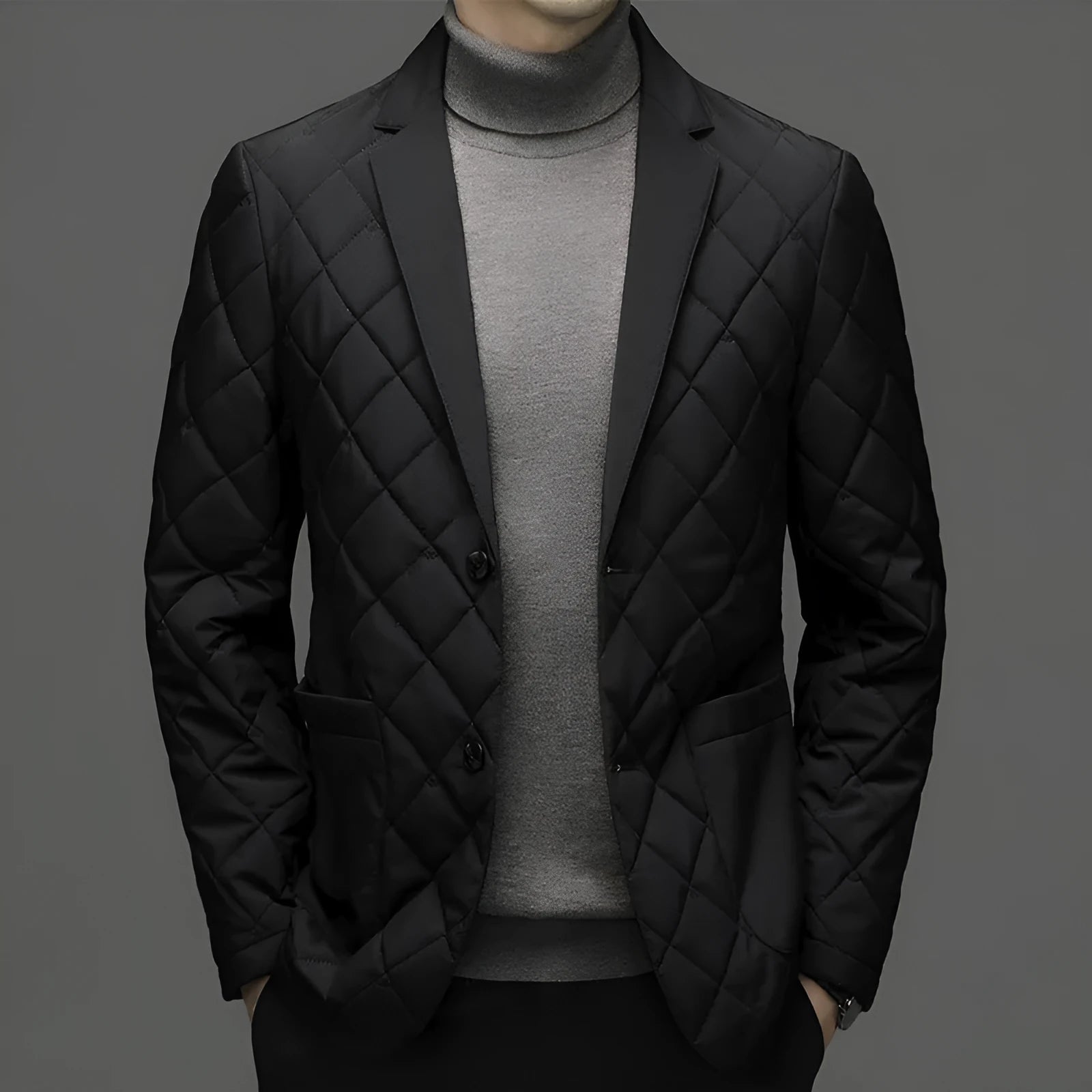 Men's lapel collar down jacket in cardigan style with side seam pockets