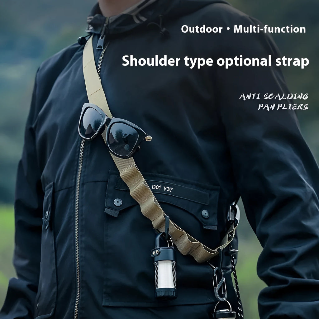 Black outdoor hanging rope clothesline storage belt with adjustable strap measuring 130cm length