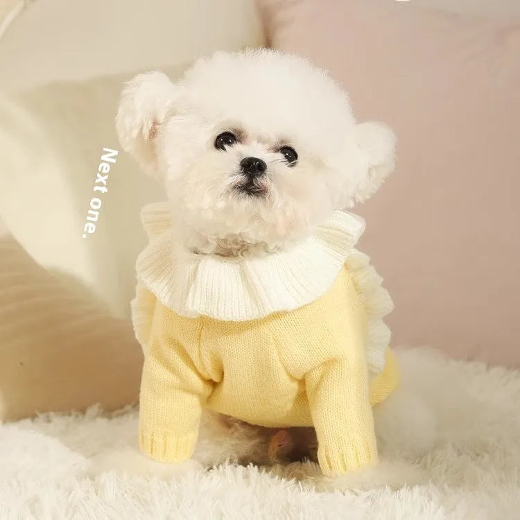 Autumn pet puppy acrylic sweater, size XS-XL, for small dogs 1.00-8.00 kg, yellow XINGX or fairy dress design