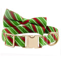 Candy green polyester dog collar with bow knot and adjustable buckle on a white background