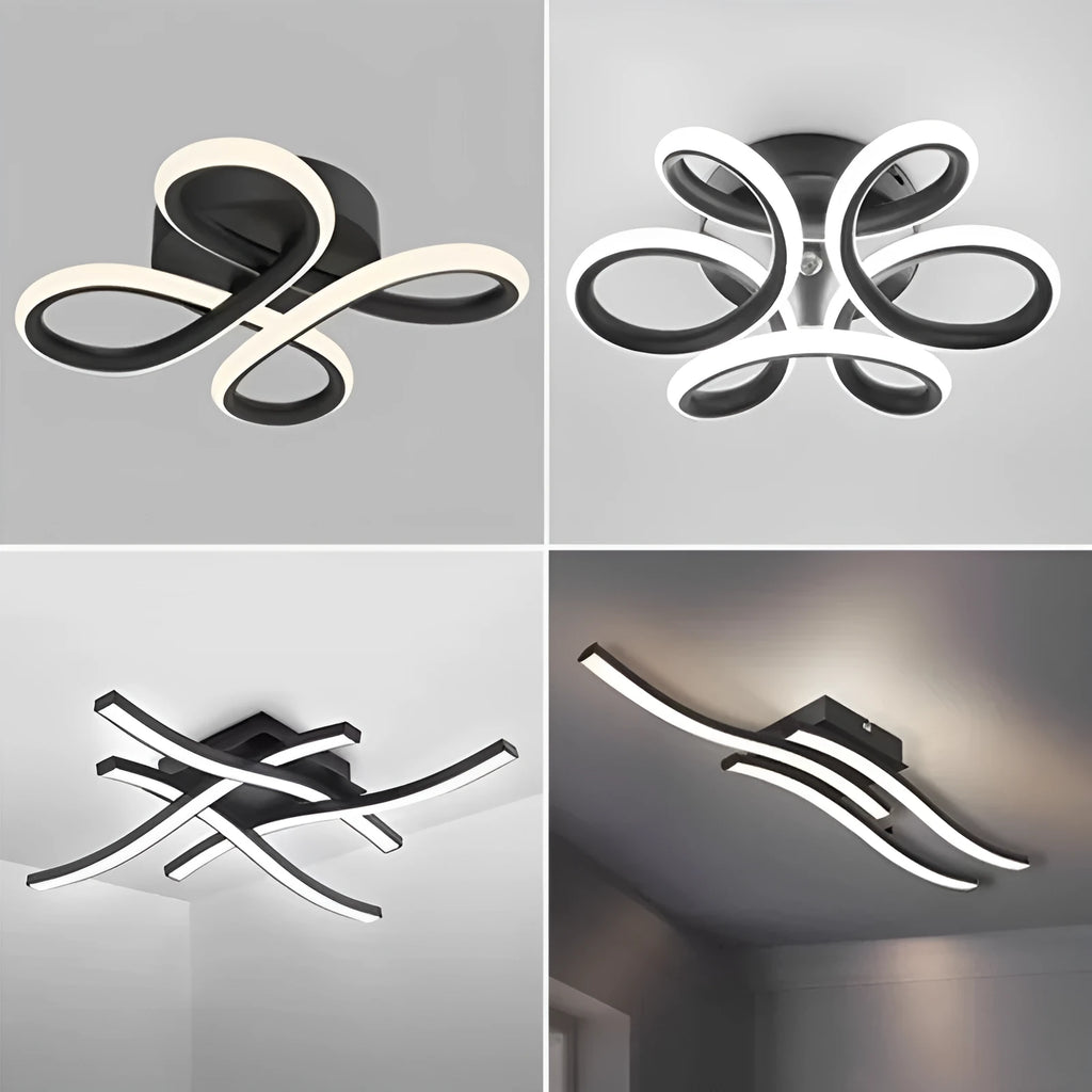 Modern minimalist LED ceiling light with aluminium shade and tricolor light option for living room or bedroom